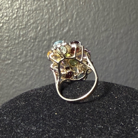 Elegant Multi-Color Sterling Silver Gemstone Ring Size 6 - Picture 8 of 10